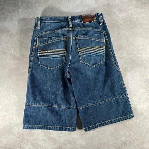 Y2K Rocawear Baggy Grunge Dark Wash Denim Embroidered Shorts - Picture 1 of 8